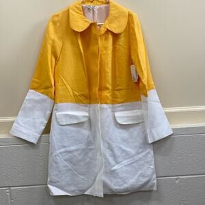 Jessica Taylor women’s medium NWT linen yellow and white 1/2 button front jacket